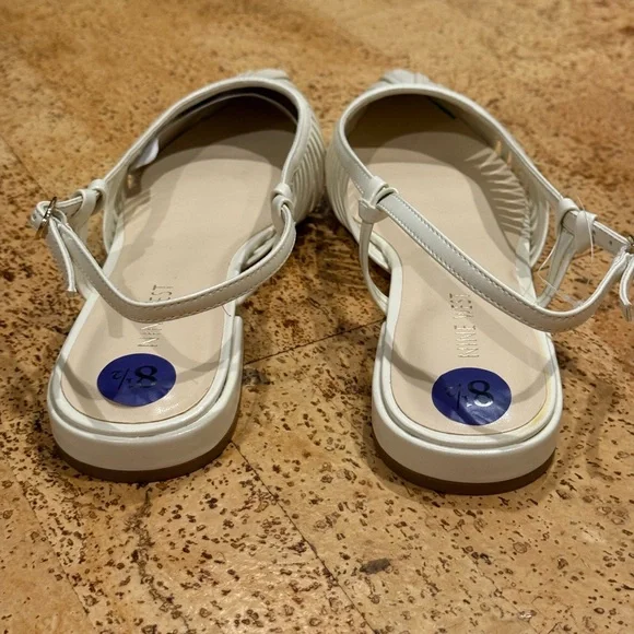 New Nine West Cream Pointed-Toe Slingback Flats Size 8 1/2 Women’s - Picture 14 of 15